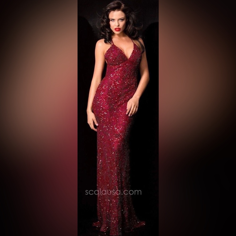 Scala Wine/Burgundy Prom Dress